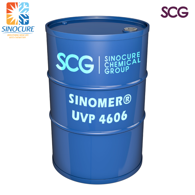 Polyester Acrylate Description: SINOMER® UVP4606 is a hexafunctional monomer resin composite material with low viscosity, fast curing speed, high hardness, good adhesion and other performance characteristics.